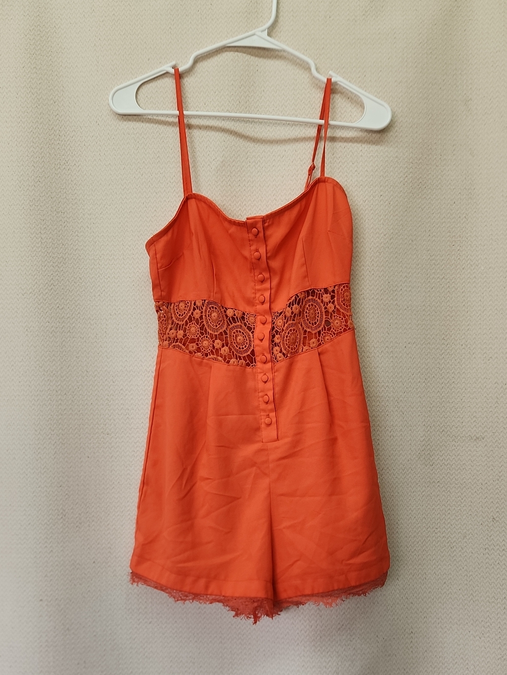 Ark & Co Bright Orange Lace-Trim Romper